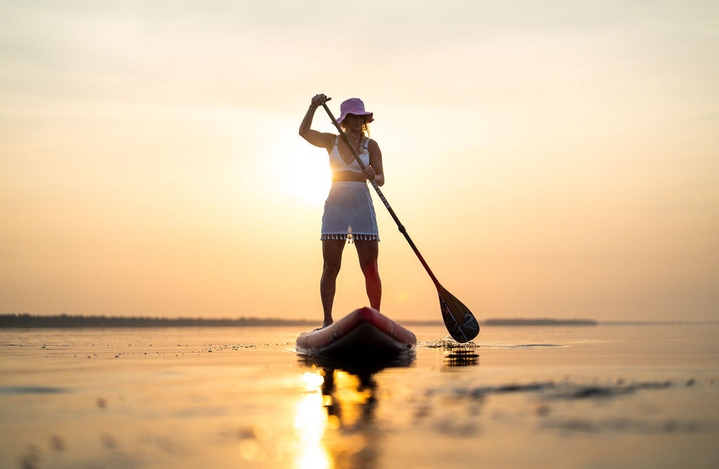 Adventurer trekking through the Amazon jungle.