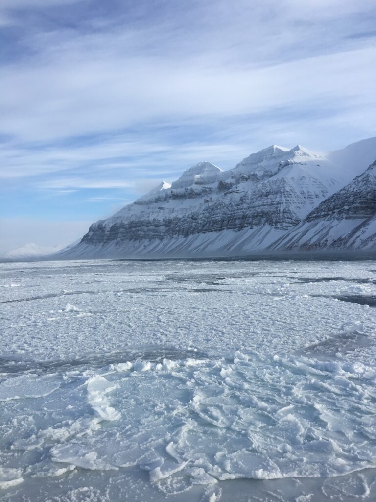 Individual in a cold-weather environment, possibly engaged in an outdoor activity.