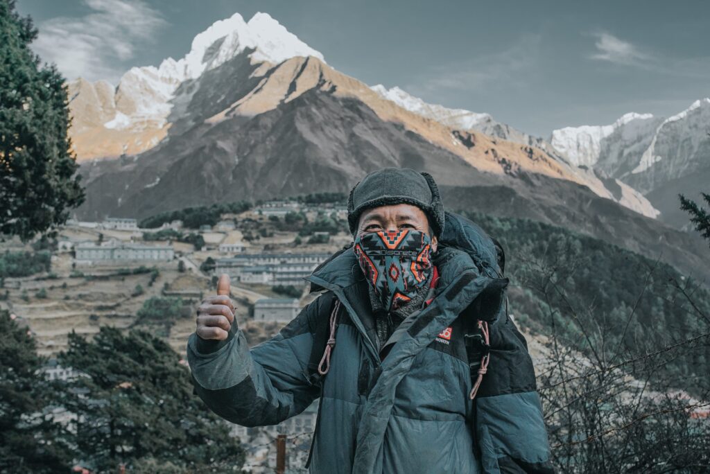 A striking nature or expedition shot capturing movement and action.