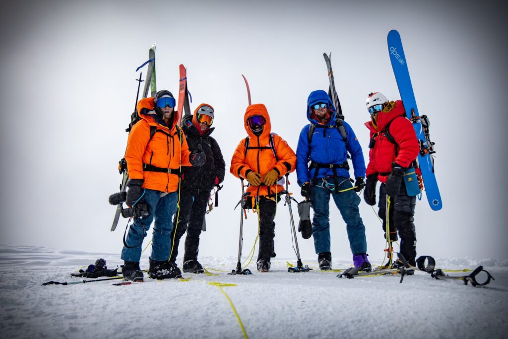Antarctic expedition scene with icy landscapes and extreme conditions